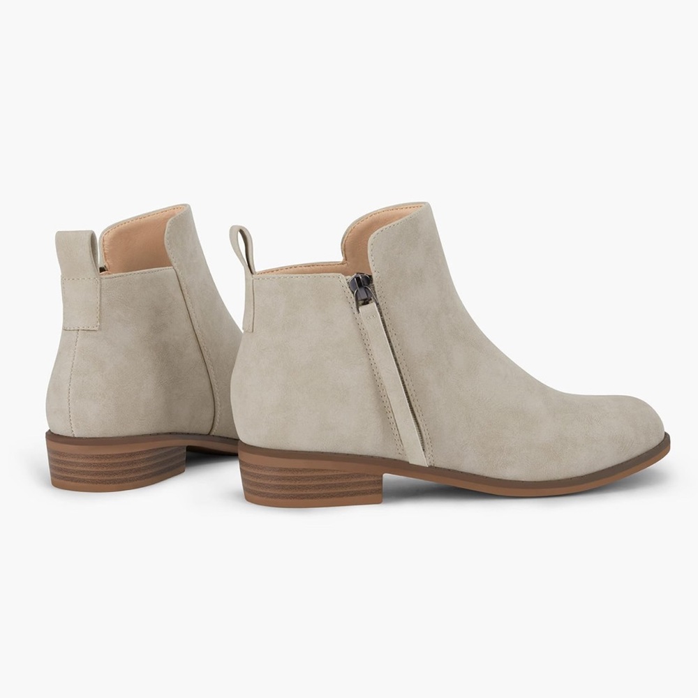 Mafulus Womens Round Toe Ankle Boots,  Faux Leather Stacked Low Heel Side Zipper - Picture 6 of 16